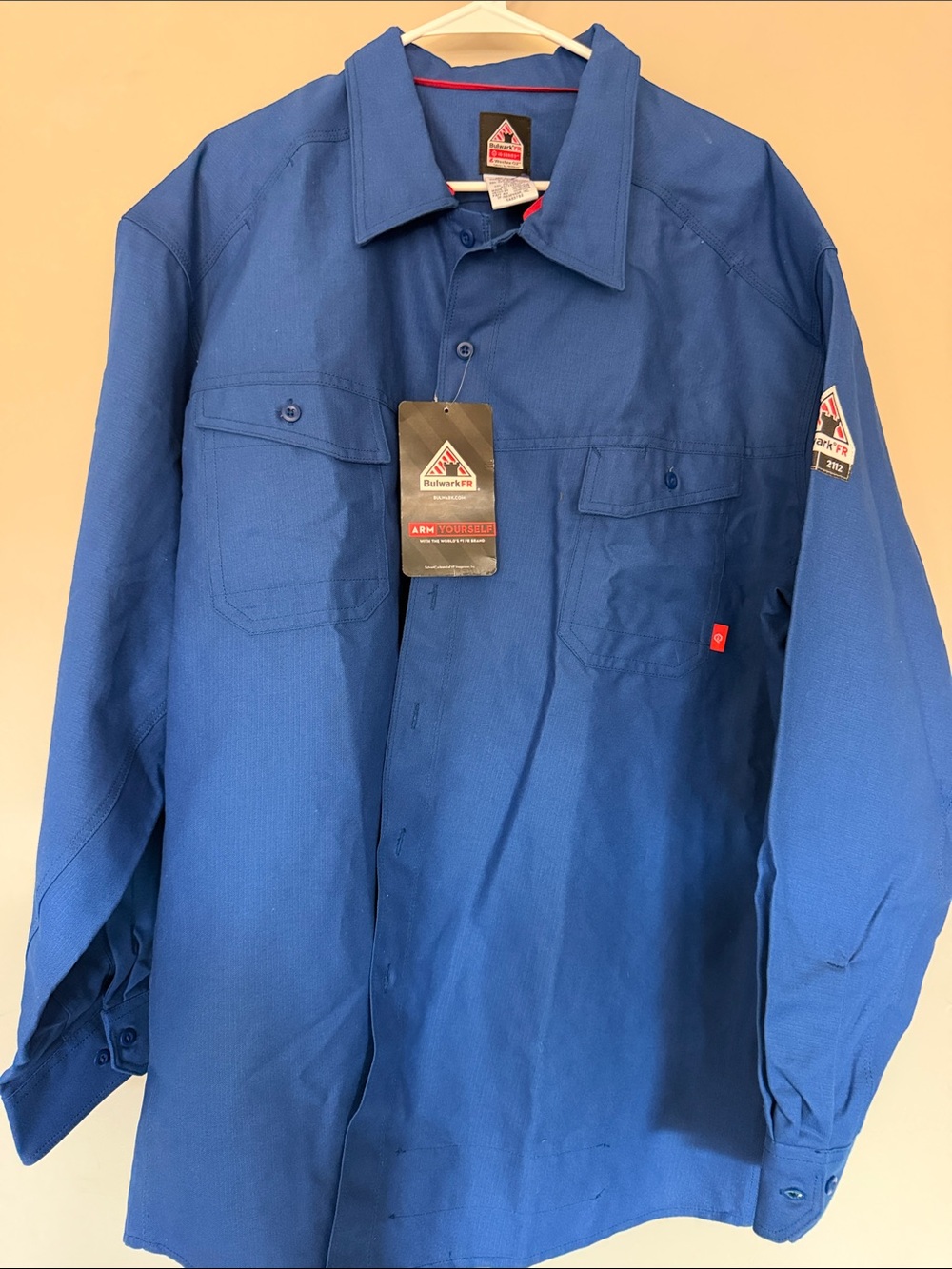 Bulwark FR Men’s Blue Long-Sleeve Button-Down Work Shirt